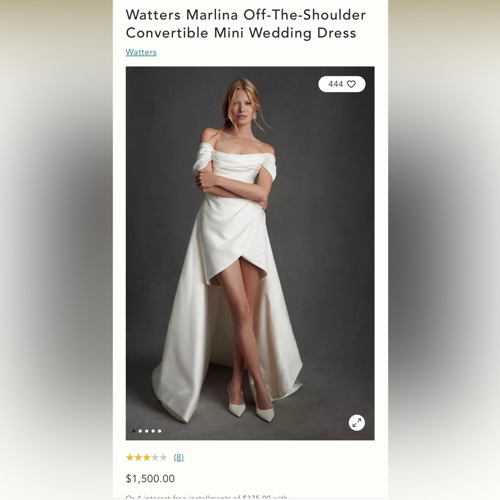 WATTERS WEDDING Mini dress w/ detachable skirt. Worn once for 30 mins. Size 4